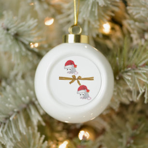 Ornement de bal en céramique de Noël, Possum Flora
