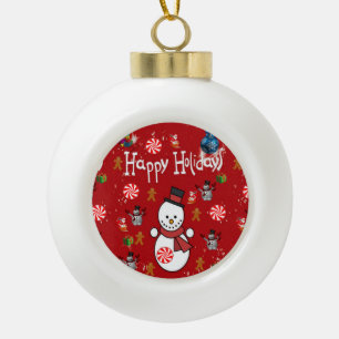 Ornement de bal en céramique de Noël, Snowman