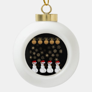 Ornement de bal en céramique de Noël, Snowman