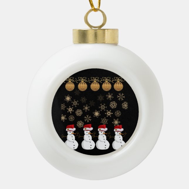 Ornement de bal en céramique de Noël, Snowman (Devant)