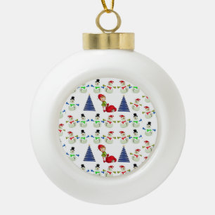 Ornement de bal en céramique de Noël, Snowman