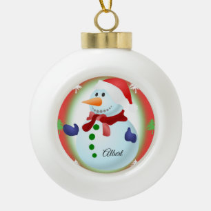 Ornement de bal en céramique de Noël, Snowman