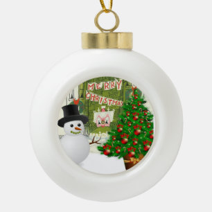 Ornement de bal en céramique de Noël, Snowman
