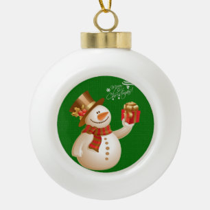 Ornement de bal en céramique de Noël, Snowman