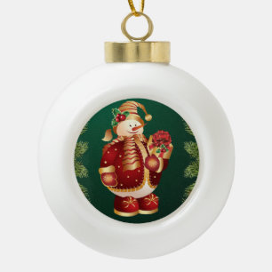 Ornement de bal en céramique de Noël, Snowman