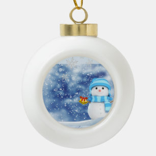 Ornement de bal en céramique de Noël, Snowman