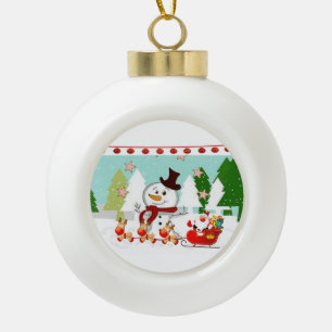 Ornement de bal en céramique de Noël, Snowman
