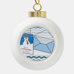 Ornement de bal en céramique de Noël, Snowman