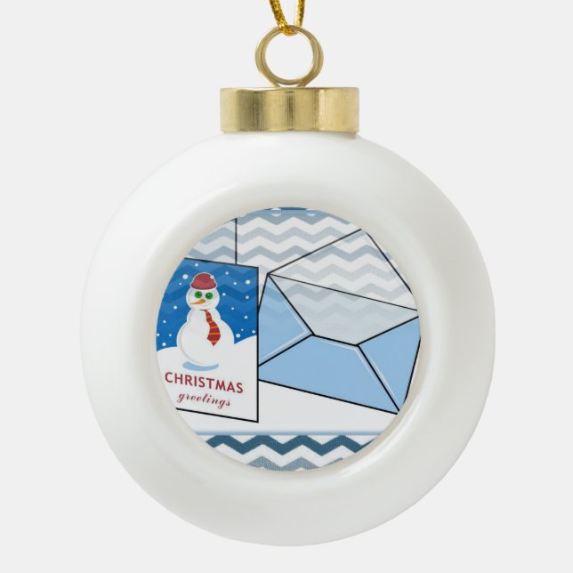 Ornement de bal en céramique de Noël, Snowman (Devant)