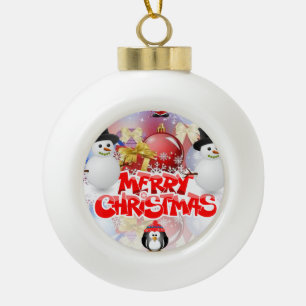 Ornement de bal en céramique de Noël, Snowman