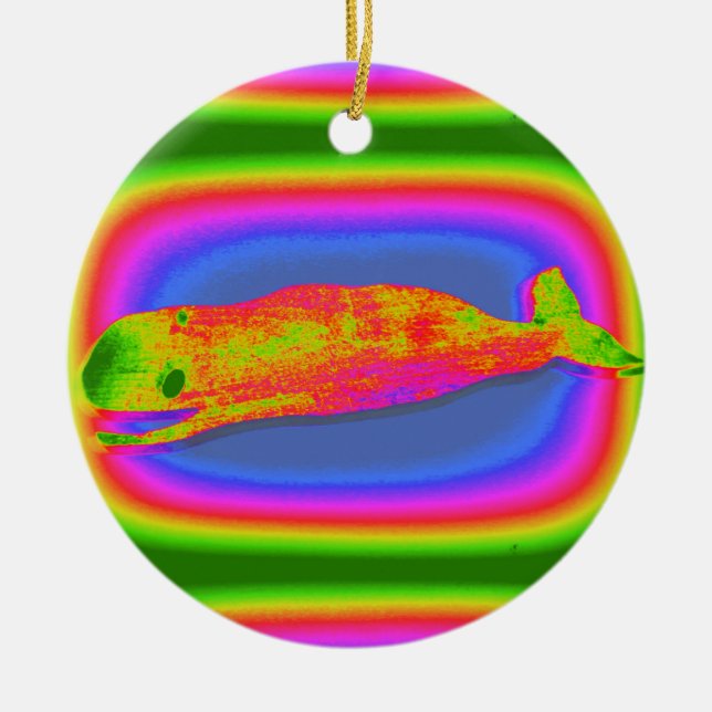 ornement de baleine psychédélique souriante (Devant)