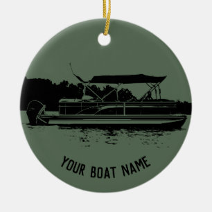 Ornement de bateau ponton vert et noir