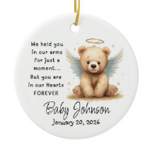 Ornement de bébé mémorial Ours en peluche ailes d'
