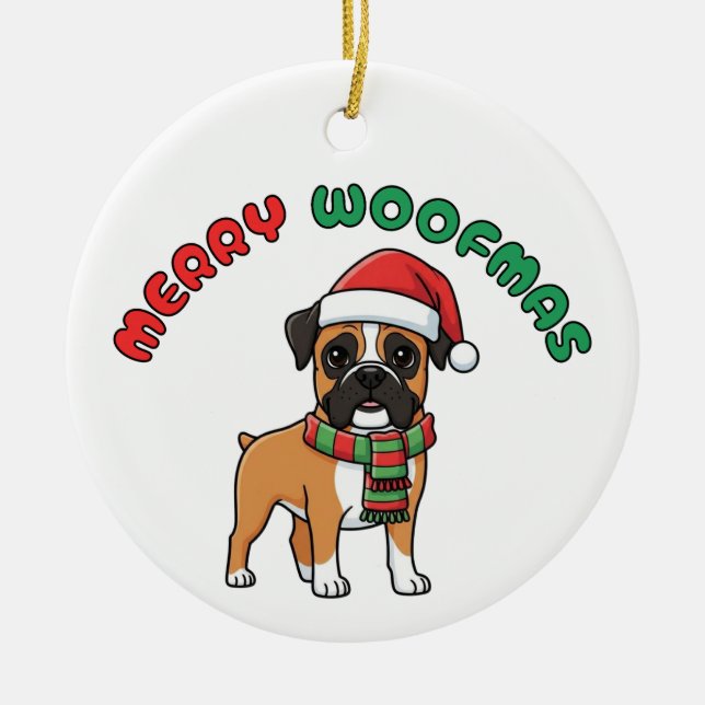Ornement de boîte de Noël : Joyeux Woofmas (Devant)