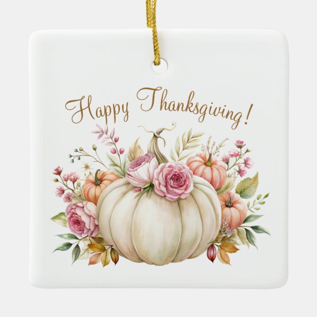Ornement de Bon thanksgiving Floral Citrouille bla (Devant)