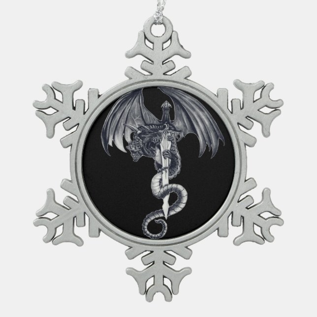 Ornement de boule de Noël de dragon et d'épée (Devant)