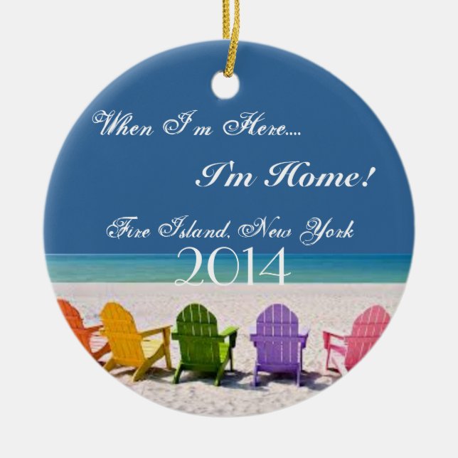 ORNEMENT DE CADEAU D'AMANT DE PLAGE D'ÎLE DU FEU, (Devant)