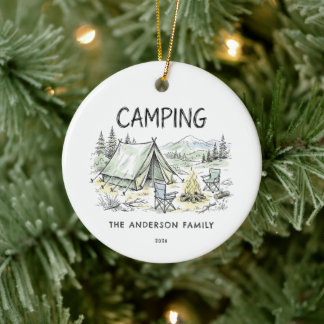 Ornement de camping familial personnalisé