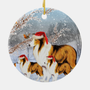 Ornement de cercle d'hiver de chien de colley