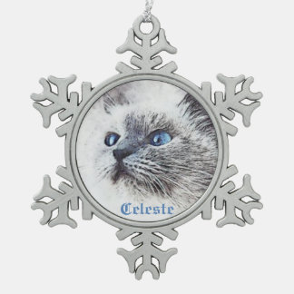 Ornement de chat encadré de flocon de neige