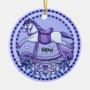 Ornement de cheval à bascule Roses Violettes
