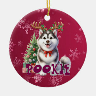 Ornement de chien de Noël Husky personnalisé