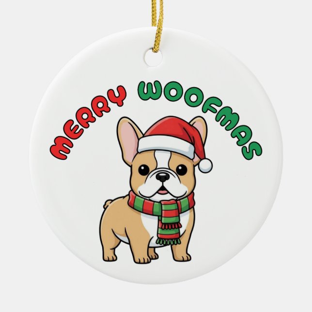 Ornement de Chien de Noël : Joyeux Woofmas (Devant)