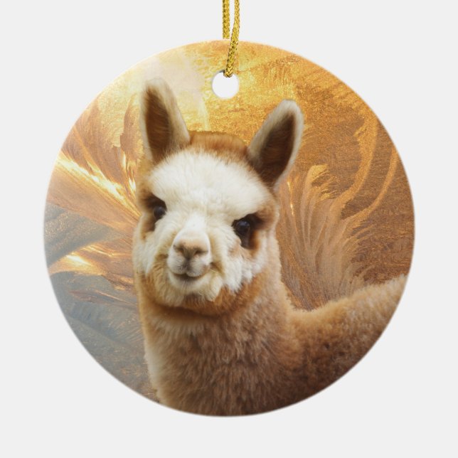 Ornement de Chirstmas d'or d'alpaga (Devant)