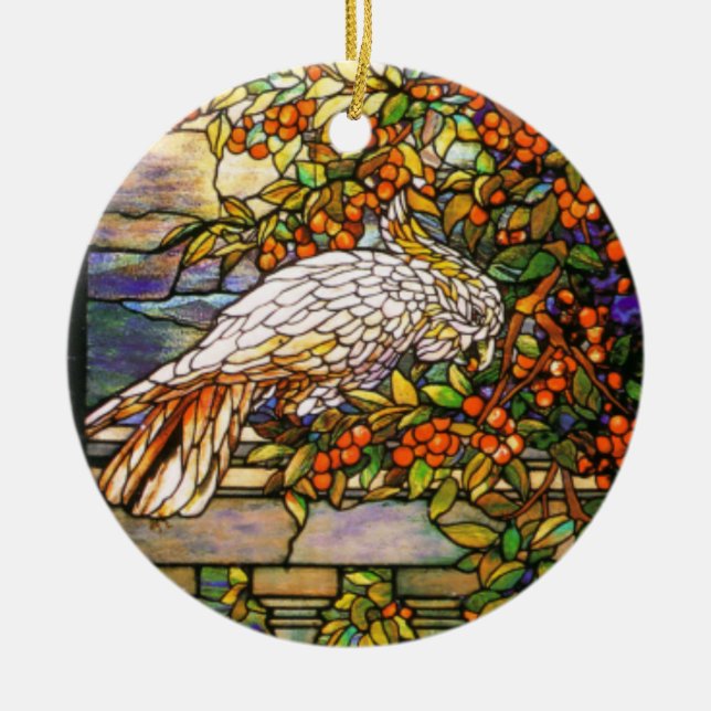 Ornement de Cockatoo en verre de Tiffany (Devant)