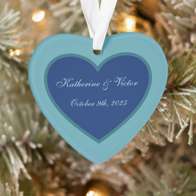 Ornement de coeur bleu personnalisé (Arbre)