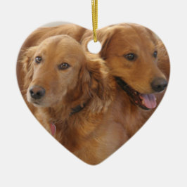 Ornement de coeur d'amour de golden retriever