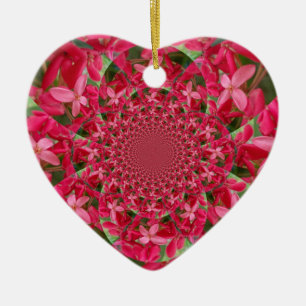 Ornement de coeur de Fleurs de Crimson rouge