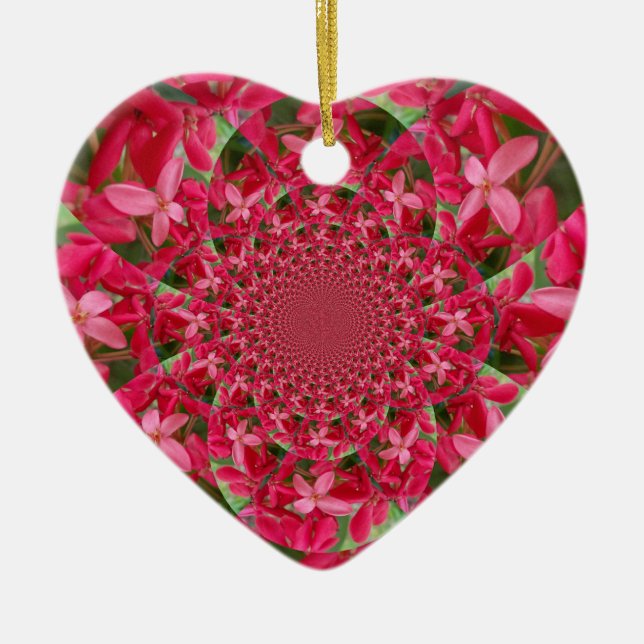 Ornement de coeur de Fleurs de Crimson rouge (Devant)