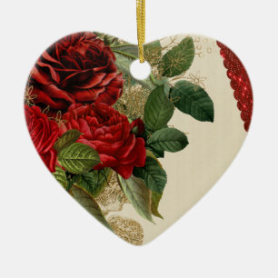 ornement de coeur de porcelaine rose