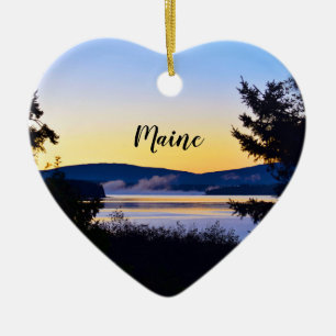 Ornement de coeur du Maine de lever de soleil