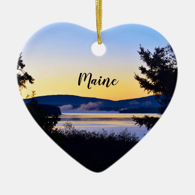 Ornement de coeur du Maine de lever de soleil (Devant)