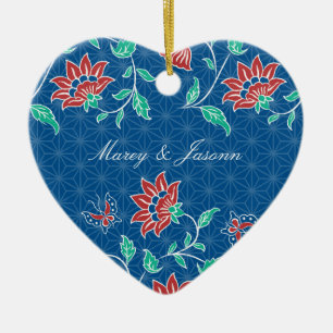 Ornement de coeur Mariage de l'Aiyana Floral Batik