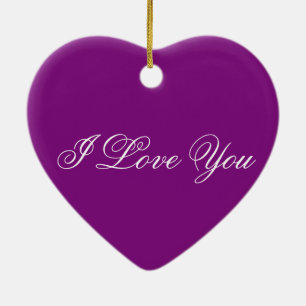 Ornement de coeur pourpre - Je t'aime