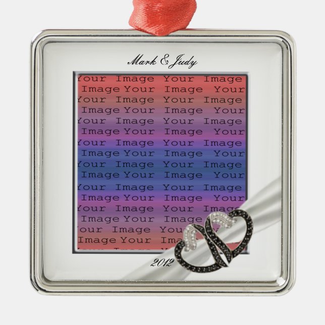 Ornement de Coeurs de Diamants Noir & Blanc (Devant)