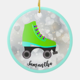 Ornement de conception de patinage à rouleaux vert