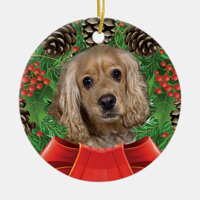 Ornement de couleur chamois de Noël de cocker (Devant)
