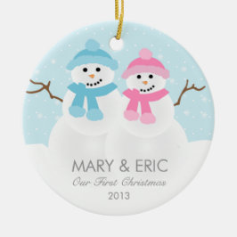 Ornement de couples de bonhomme de neige