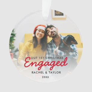 Ornement de couples de photo engagé premier par