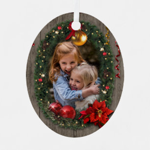 Ornement de couronne de Noël avec votre photo(s)