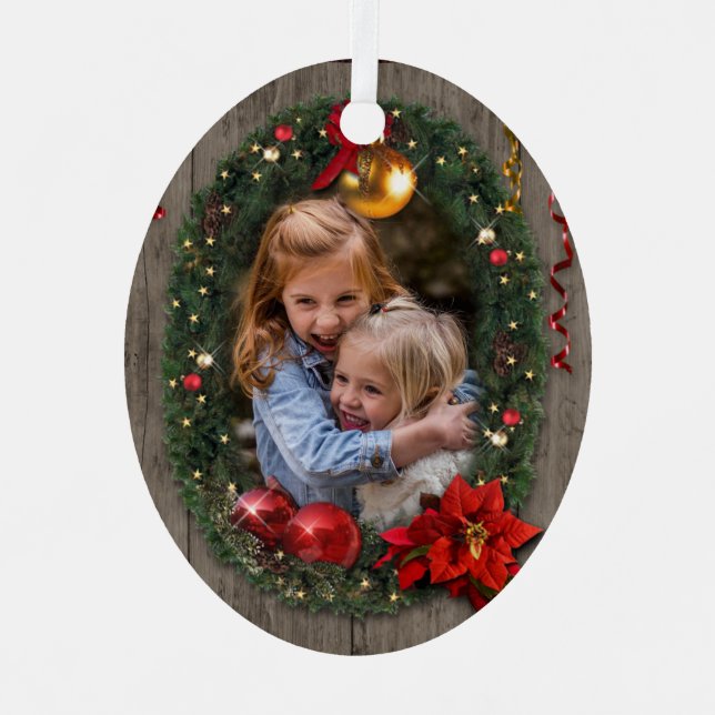 Ornement de couronne de Noël avec votre photo(s) (Recto)