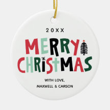 Ornement de coutume de Noël d'arbre de bloc en