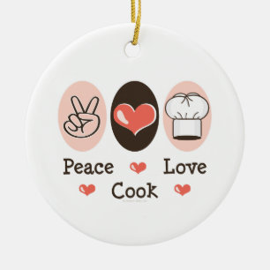 Ornement de cuisinier d'amour de paix