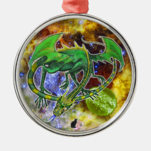 Ornement de dragon cosmique Emerald