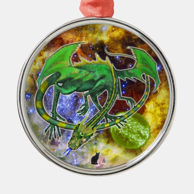 Ornement de dragon cosmique Emerald (Devant)