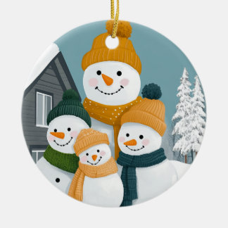 Ornement de famille Snowman - personnalisable